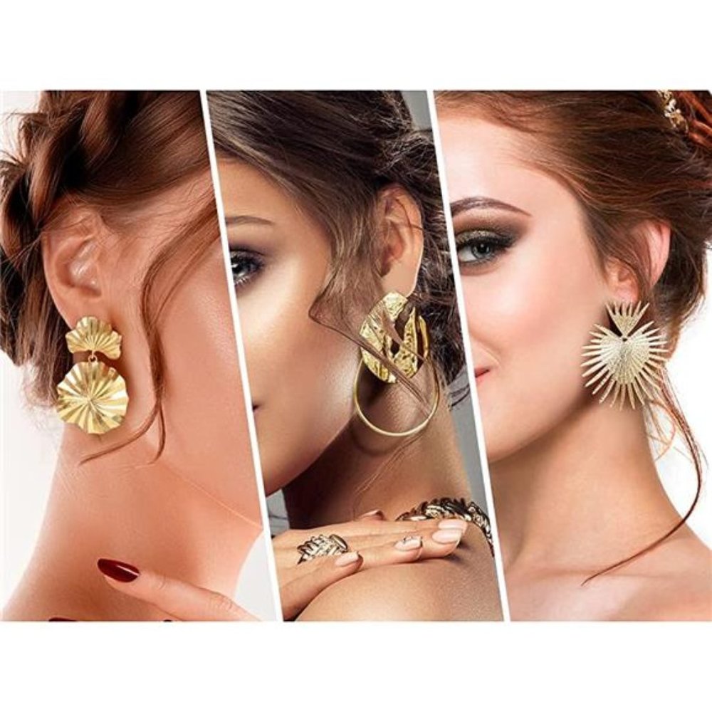 Geometric Statement Earrings Set - Picture 6 of 7